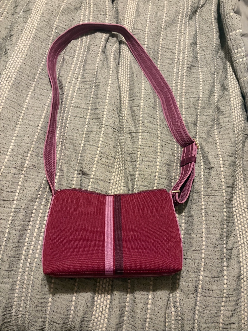 Rothy’s  Crossbody Bag in Berry with Stripe Detail